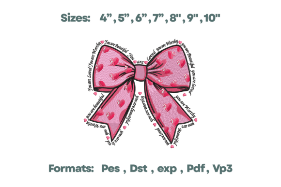 Affirmation Heart Bow Embroidery