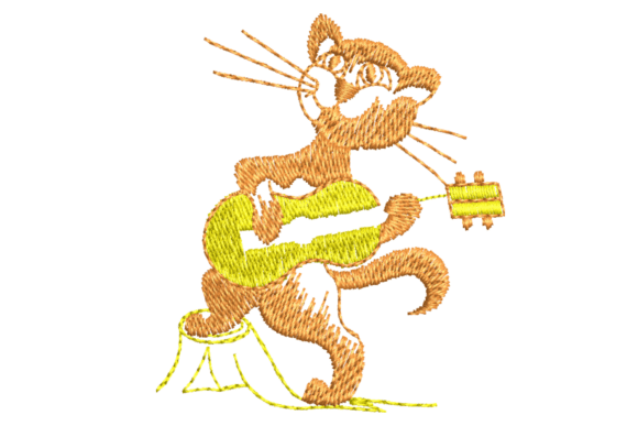 Cat Playing Yellow Guitar Embroidery Review