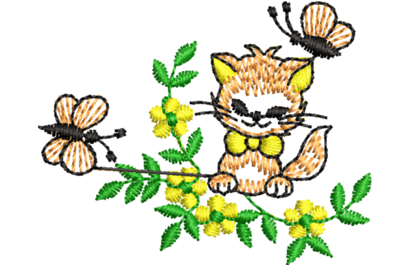 Cat with Butterflies Embroidery Design Review