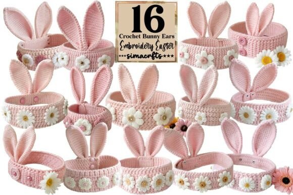 Crochet Bunny Ears Embroidery Easter PNG Review