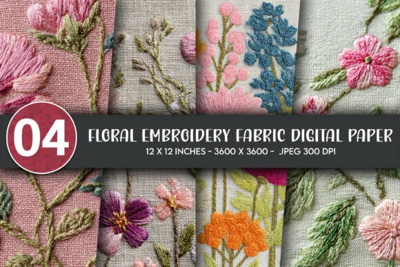 Floral Embroidery Fabric Digital Paper Review