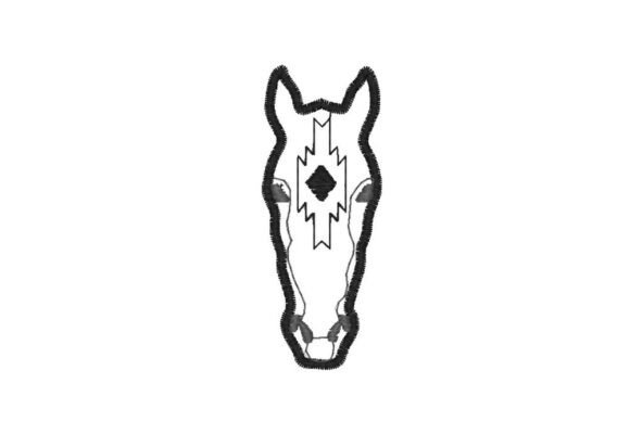 Native Embroidery Design Horse. Digital Review