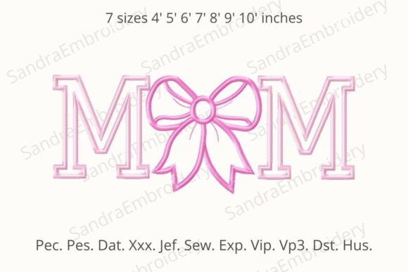 Review: Mom Embroidery Design with Bow for Boutique Apparel