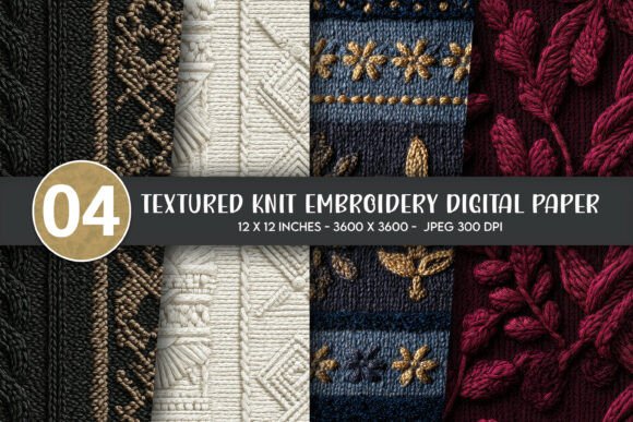 Textured Knit Embroidery Digital Paper Review